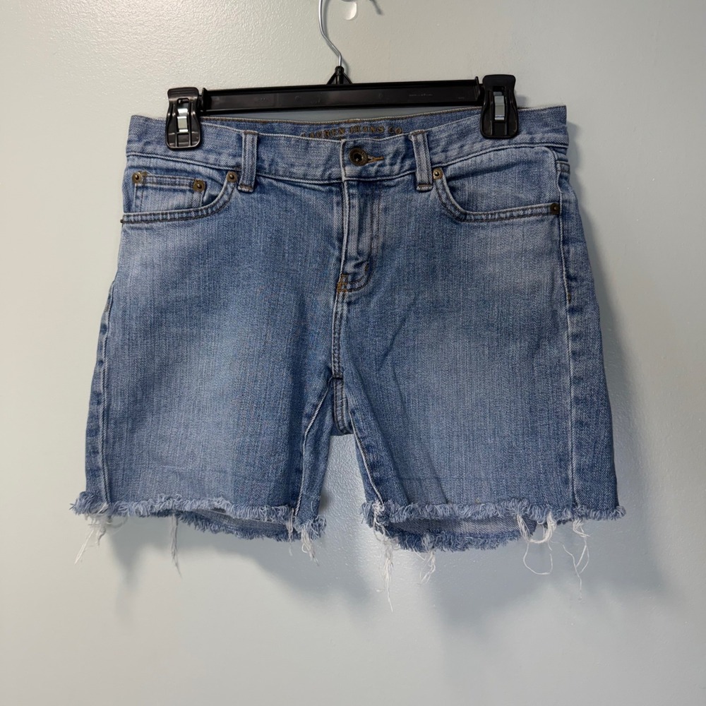 Lauren Ralph Lauren Cutoff Denim Shorts Light Wash Raw Hem Size 2